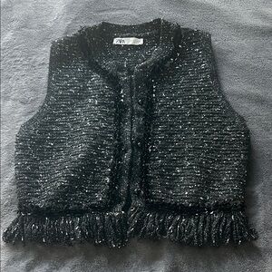 Zara Charcoal Textured Vest